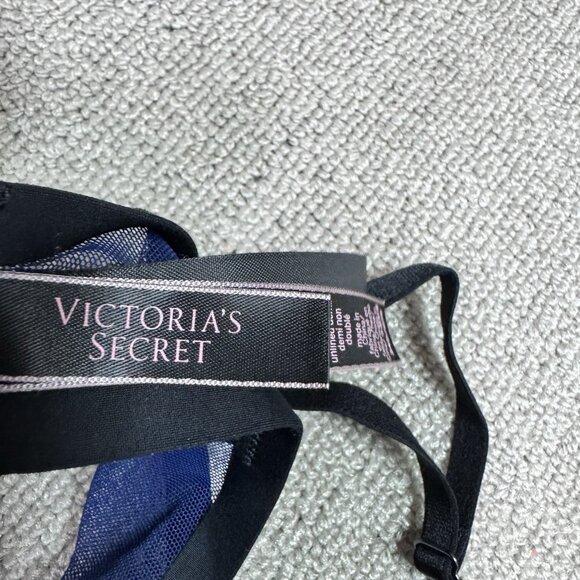 Victoria’s Secret Bra Unlined Demi Black Blue Women’s Size 34D - Picture 7 of 9